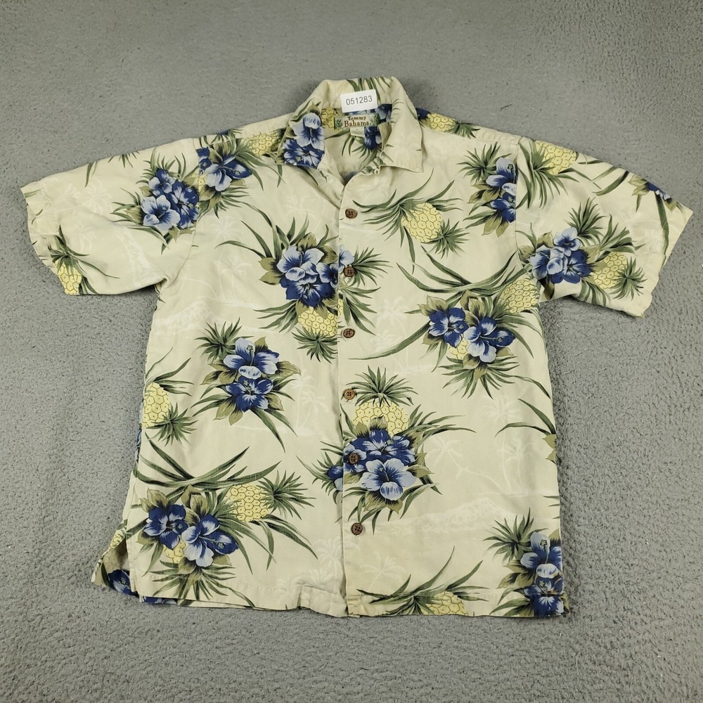 Tommy Bahama Shirt Mens Small Blue Floral Hawaiian Button Up Short Sleeve